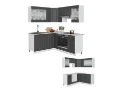 Cocina esquinera antracita-oro/blanco 190x60x81.6 fame-line