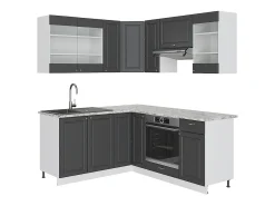 Cocina esquinera antracita-oro/blanco 190x60x81.6 fame-line