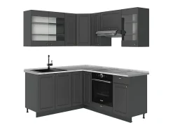 Cocina esquinera antracita-oro landhaus 190x60x81.6 fame-line