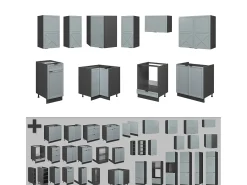 Cocina esquinera azul claro/gris antracita 190x46x81.6 fame-line