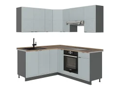 Cocina esquinera azul claro/gris antracita 190x60x81.6 fame-line