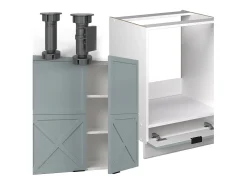 Cocina esquinera azul claro-gris-blanco 190x60x81.6 fame-line