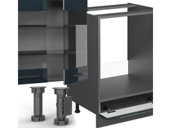 Cocina esquinera azul oscuro alto brillo/antracita 347x46x81.6 fame-line