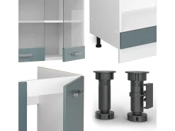 Cocina esquinera azul-gris-blanco 287x60x81.6 r-line