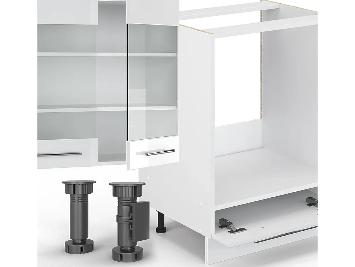 Cocina esquinera blanco alto brillo/blanco 347x60x81.6 fame-line
