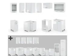 Cocina esquinera blanco alto brillo/blanco 190x60x81.6 fame-line