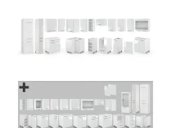 Cocina esquinera blanco alto brillo/blanco 347x46x81.6 fame-line