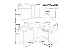 Cocina esquinera blanco alto brillo/blanco 187x60x81.6 rick