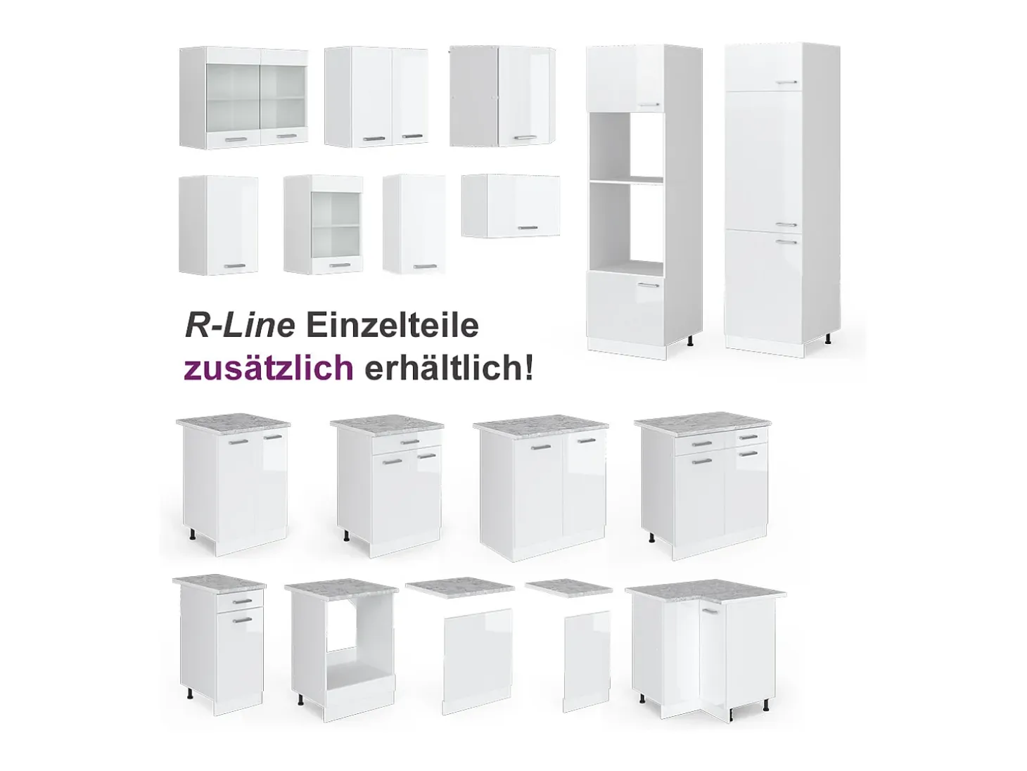 Cocina esquinera blanco alto brillo/blanco 190x60x81.6 rick