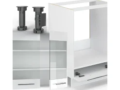 Cocina esquinera blanco alto brillo/blanco 287x60x81.6 fame-line