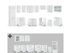 Cocina esquinera blanco alto brillo/blanco 287x60x81.6 fame-line