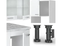 Cocina esquinera blanco alto brillo/blanco 247x60x81.6 r-line