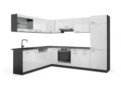 Cocina esquinera blanco brillo/antracita 287x46x81.6 r-line