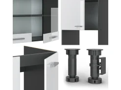 Cocina esquinera blanco brillo/antracita 247x60x81.6 r-line