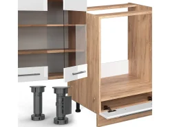 Cocina esquinera blanco brillo intenso/roble dorado 347x46x81.6 fame-line