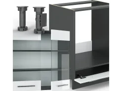 Cocina esquinera blanco brillo/antracita 287x60x81.6 fame-line