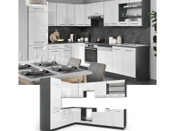 Cocina esquinera blanco brillo/antracita 287x60x81.6 fame-line
