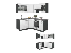 Cocina esquinera blanco brillo/antracita 190x60x81.6 fame-line