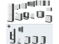 Cocina esquinera blanco brillo/antracita 287x60x81.6 r-line