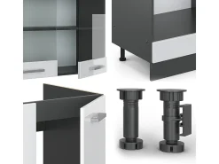 Cocina esquinera blanco brillo/antracita 287x60x81.6 r-line