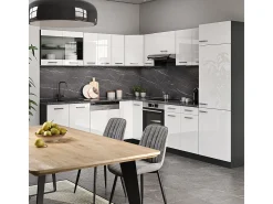 Cocina esquinera blanco brillo/antracita 287x60x81.6 r-line
