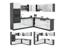 Cocina esquinera blanco brillo/antracita 247x60x81.6 r-line