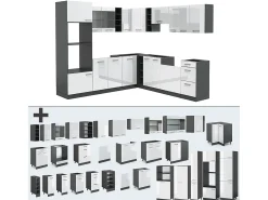 Cocina esquinera blanco brillo/antracita 247x60x81.6 r-line