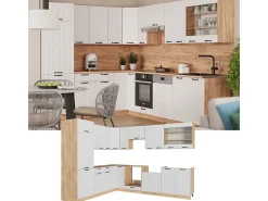 Cocina esquinera blanco casa de campo 287x60x81.6 fame-line