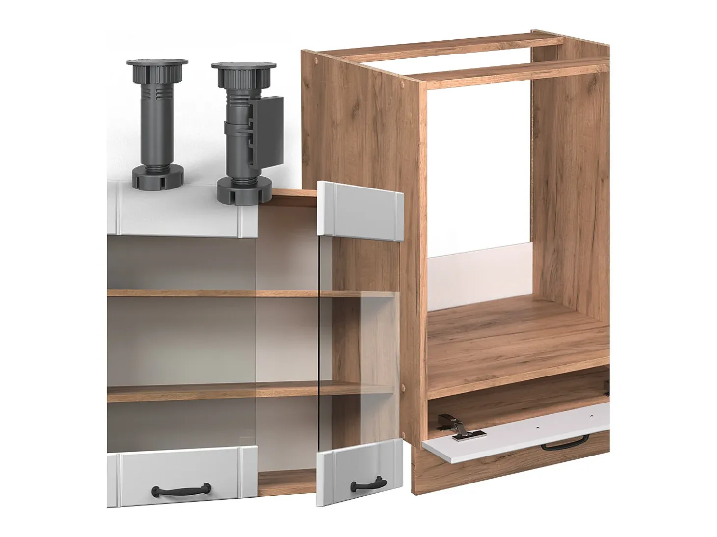 Cocina esquinera blanco casa de campo 287x60x81.6 fame-line