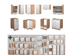 Cocina esquinera blanco casa de campo 190x60x81.6 fame-line