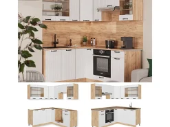 Cocina esquinera blanco casa de campo 190x60x81.6 fame-line