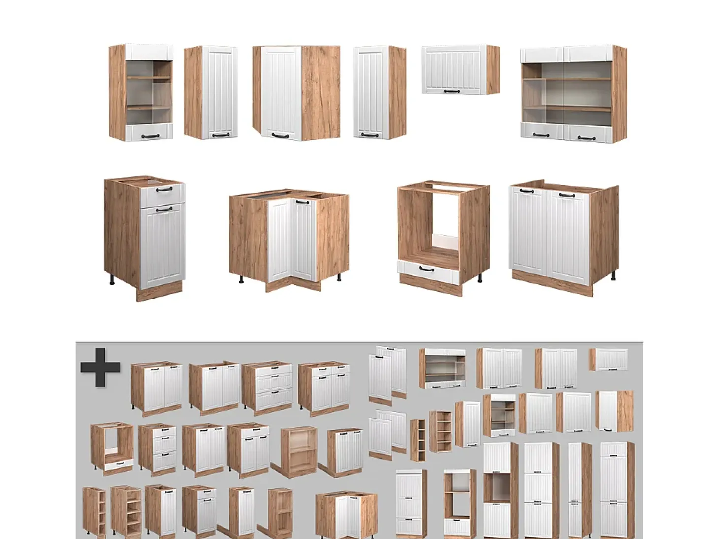 Cocina esquinera blanco casa de campo 190x60x81.6 fame-line