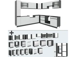 Cocina esquinera blanco/antracita 277x60x81.6 r-line