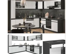 Cocina esquinera blanco/antracita 277x60x81.6 r-line