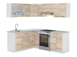 Cocina esquinera blanco/sonoma 210x60x81.6 rick
