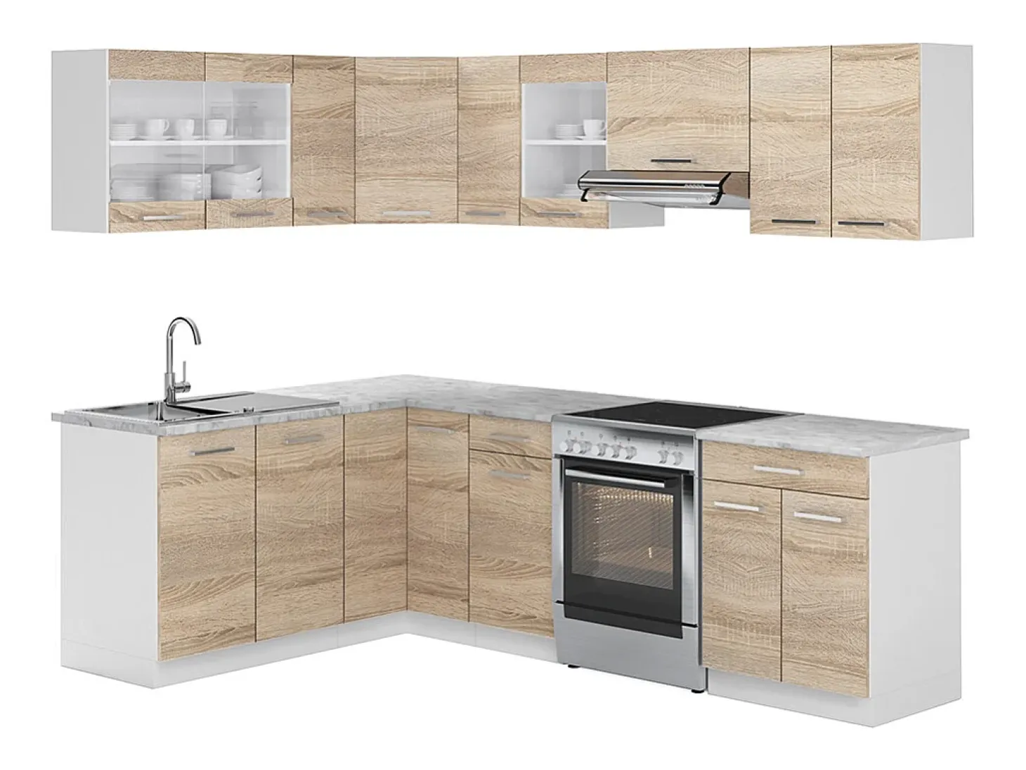 Cocina esquinera blanco/sonoma 247x60x81.6 rick