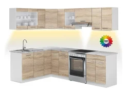 Cocina esquinera blanco/sonoma 247x60x81.6 rick