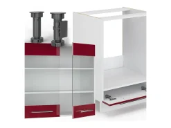 Cocina esquinera burdeos brillo intenso/blanco 287x60x81.6 fame-line