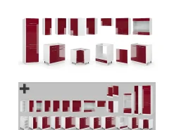 Cocina esquinera burdeos brillo intenso/blanco 287x60x81.6 fame-line