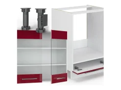 Cocina esquinera burdeos brillo intenso/blanco 190x60x81.6 fame-line