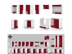 Cocina esquinera burdeos brillo intenso/blanco 190x60x81.6 fame-line