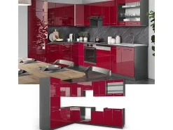 Cocina esquinera burdeos brillo intenso/antracita 287x46x81.6 fame-line