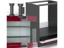 Cocina esquinera burdeos brillo intenso/antracita 287x46x81.6 fame-line