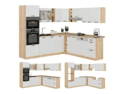 Cocina esquinera casa de campo blanca/roble dorado 247x60x81.6 r-line