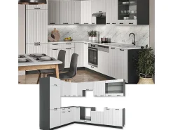 Cocina esquinera casa de campo blanca/antracita 287x60x81.6 fame-line
