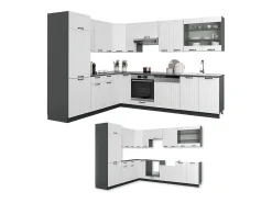 Cocina esquinera casa de campo blanca/antracita 287x60x81.6 fame-line