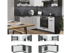 Cocina esquinera casa de campo blanca/antracita 190x46x81.6 fame-line
