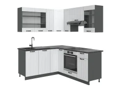 Cocina esquinera casa de campo blanca/antracita 190x46x81.6 fame-line