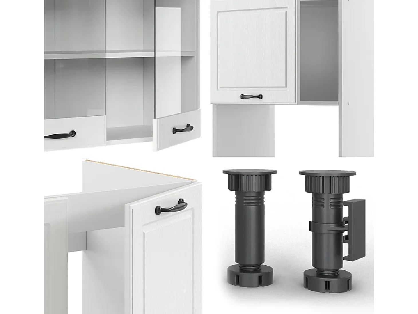 Cocina esquinera casa de campo blanca/blanca 247x60x81.6 r-line