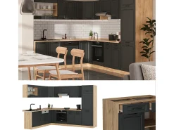 Cocina esquinera casa de campo antracita/roble dorado 287x60x81.6 r-line
